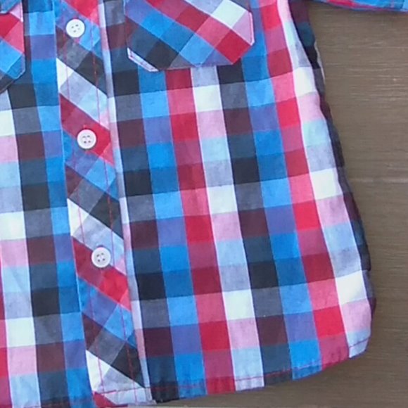 2/8 American Hero Plaid Button Up Shirt For Toddlers Size 4T - Picture 6 of 16